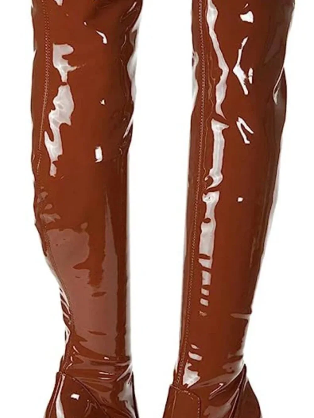 Steve Madden Viktory, Thigh-High, Patent Leather boots in Cognac